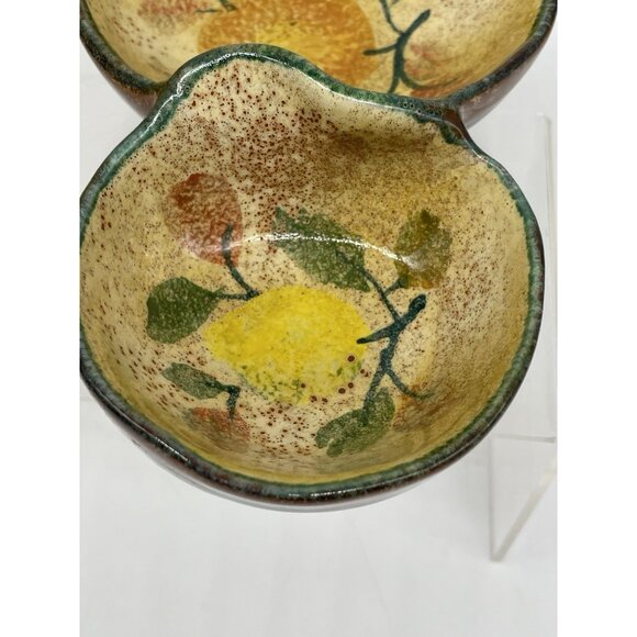 Modigliani Italy Terra Cotta Glazed Pottery Small Double Side Dish Condiment EUC - Picture 10 of 16